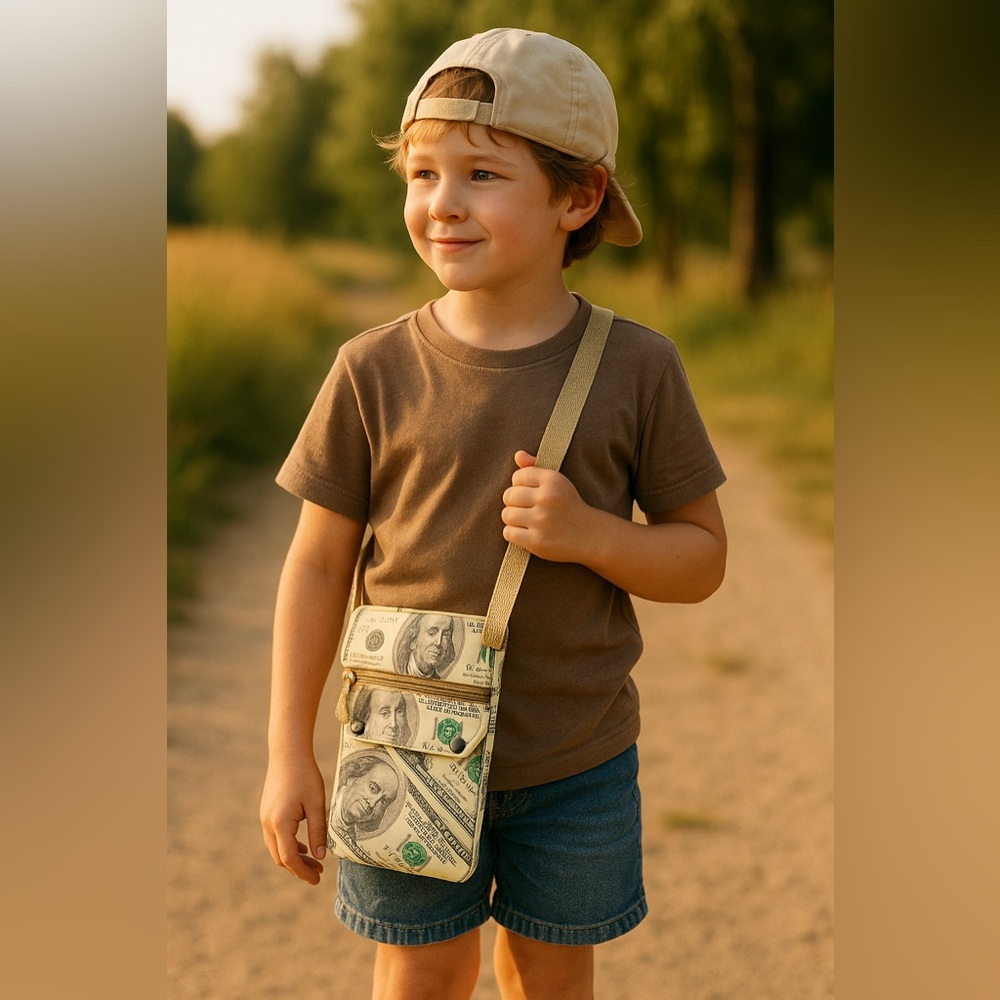 Trendy $100 Bill Money Print Kids Crossbody Bag